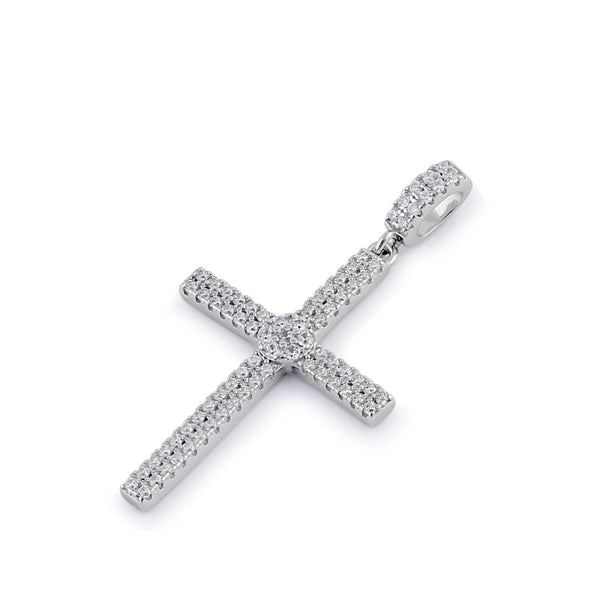 Sterling Silver Clear CZ Cross Necklace Pendant New