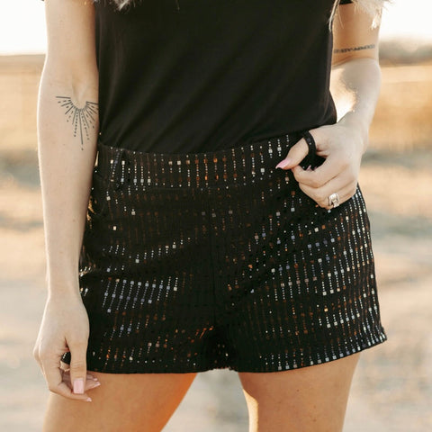 Shimmy Up Shorts Black Sequins Womens Western Wear