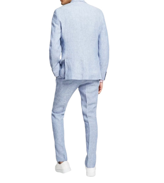 Bar III Men's Slim-Fit Luxe Linen Blue Suit Sports Blazer Lined Jacket Size 40L