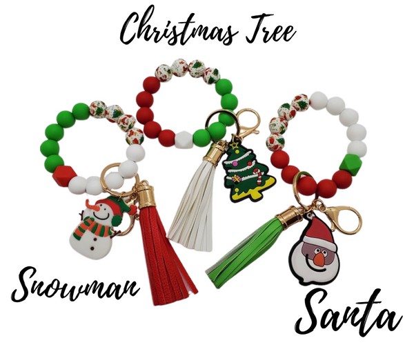 Silicone Bead Keychain Womens Christmas Holiday Bracelet Brand New