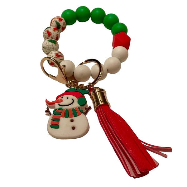 Silicone Bead Keychain Womens Christmas Holiday Bracelet Brand New