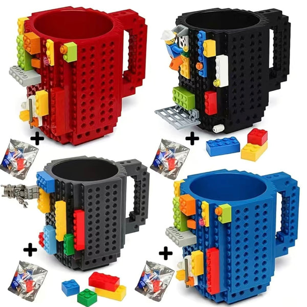Black Building Brick Coffee Mug Creative Funny DIY Toy Novelty Cup Brand New