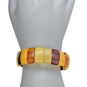 Genuine Multi Colored Baltic Amber Section Beaded Stretch Bracelet Natural New