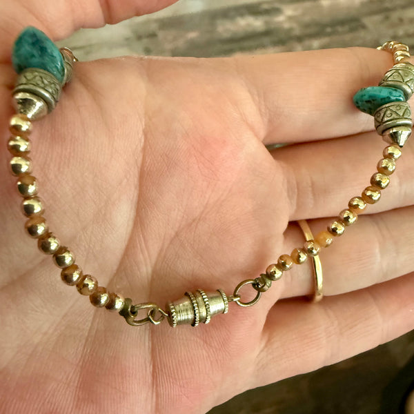 Vintage Turquoise Agate Nugget Beaded Necklace