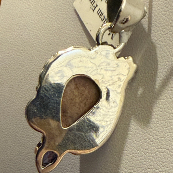 Southwestern Mexican Fire Opal Tanzanite Pendant Necklace Sterling Silver New