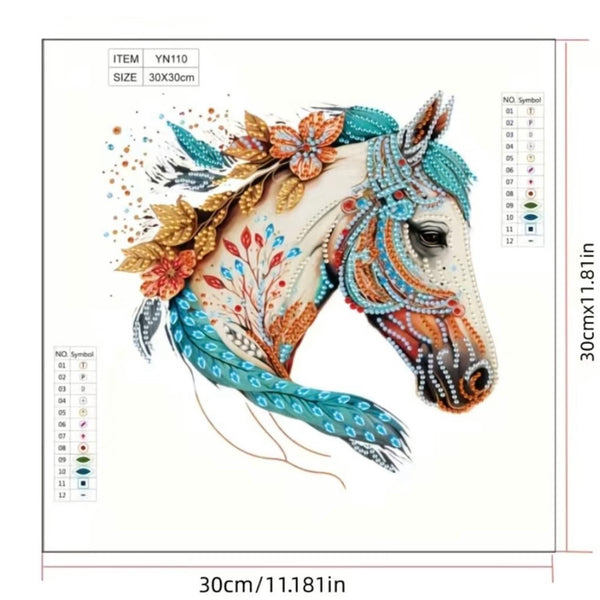 DIY Diamond Painting Kit Colorful Western Horse Animal Shaped Diamonds Rhinestone