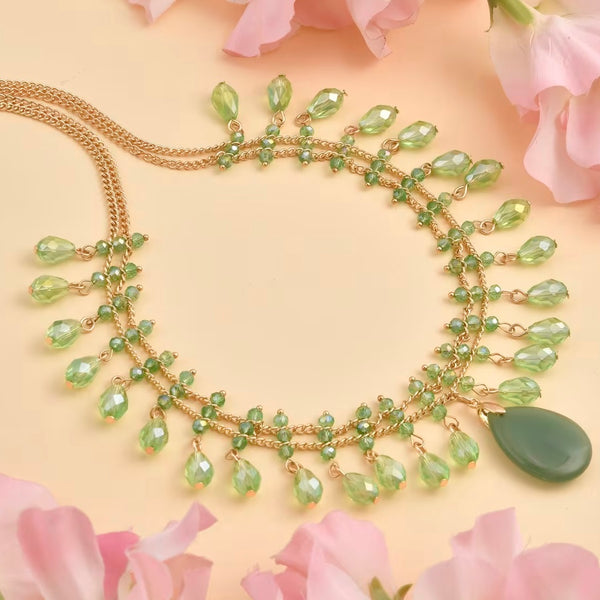Green Aventurine and Green Glass Beaded Necklace 20-22 Inches 30.00 ctw New