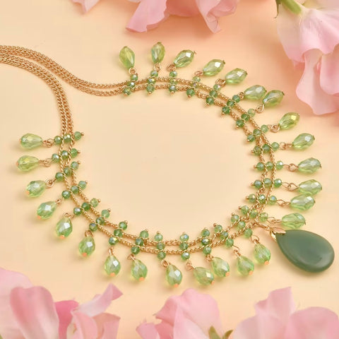 Green Aventurine and Green Glass Beaded Necklace 20-22 Inches 30.00 ctw New