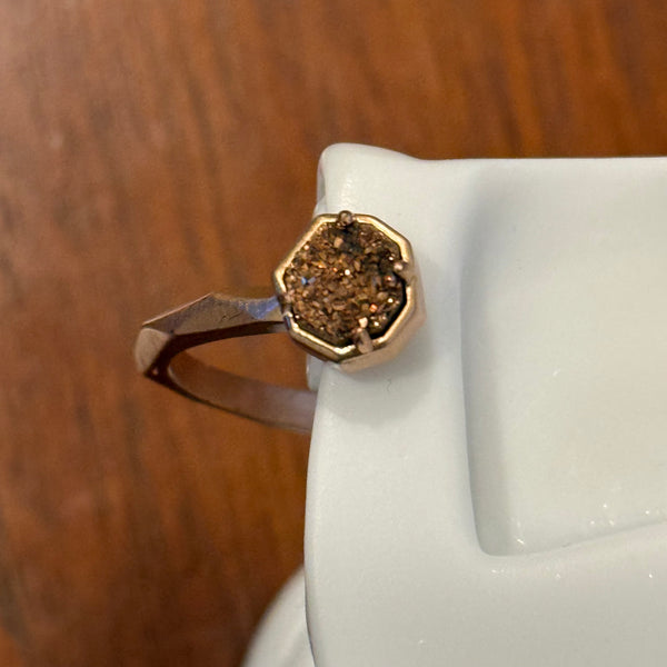 Kendra Scott Ashlee Pinch Rose Gold Druzy Stone Crystal Bangle Adjustable Bracelet