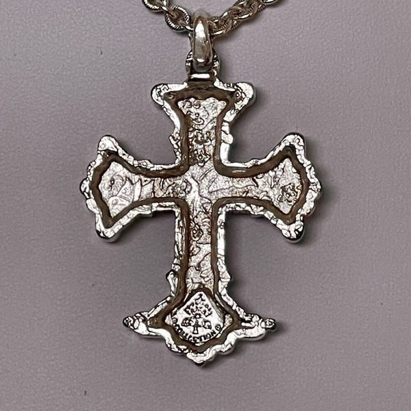 Vintage Vatican Collection Blue Crystal Cross 24” Necklace
