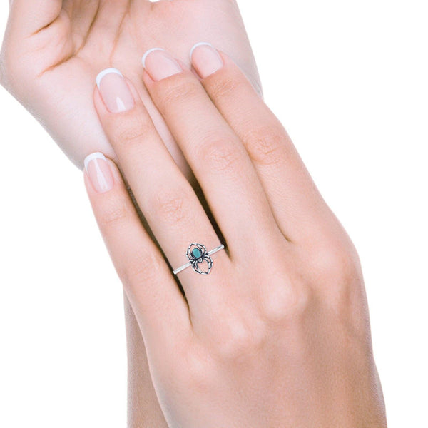 Oval Turquoise Spider Ring Oxidized