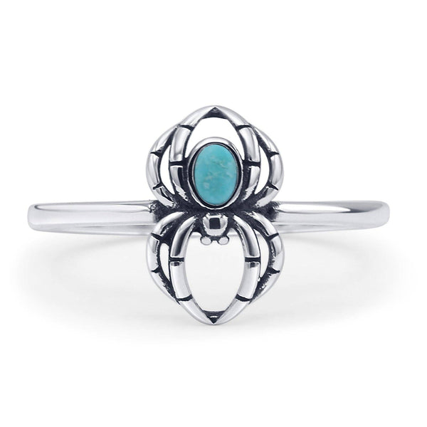Oval Turquoise Spider Ring Oxidized