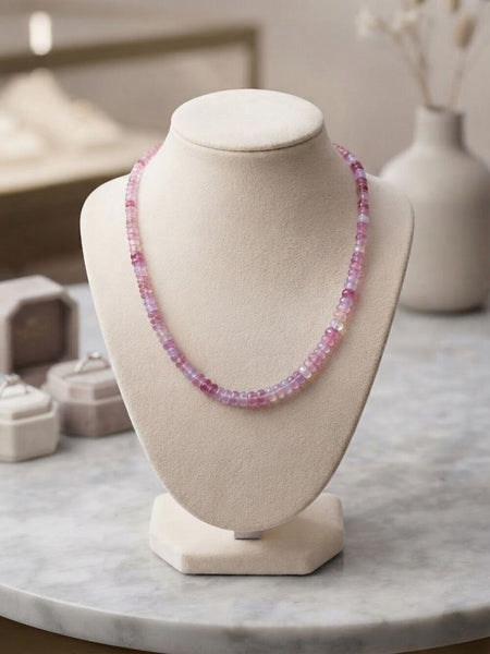 Stunning Pink Ethiopian Opal Necklace – Natural Fire Opal Beads, Silver Clasp