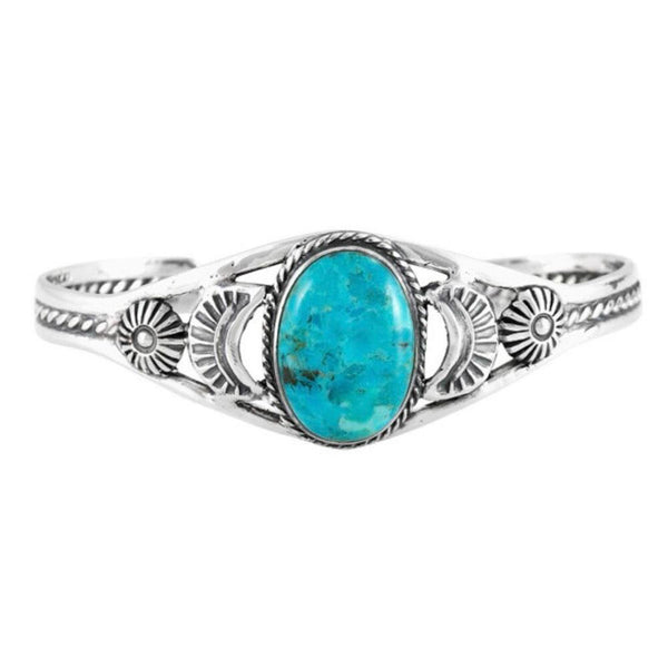 Authentic Turquoise & Sterling Silver Artisan Cuff Bracelet Southwestern Style