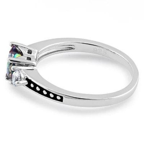 Heart Rainbow Mystic Topaz Sterling Silver Ring Womens Casual Jewelry Size 5 New
