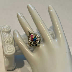 Beautiful Kingman Pink Dahlia Turquoise Poison Ring Womens Southwestern New