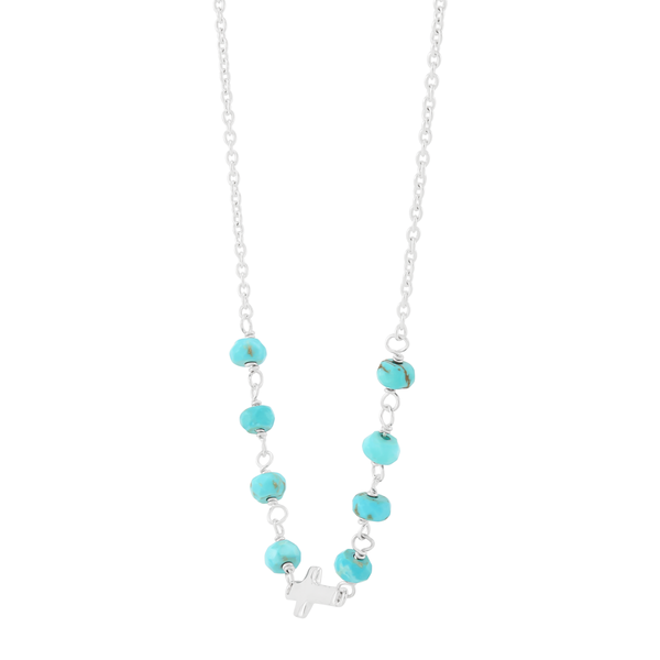 Silpada 'Steady Guide' Silver Teal Turquoise Cross Necklace