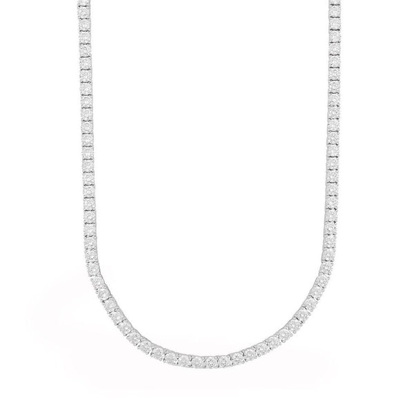 Unisex Moissanite Tennis Silver Necklace 20" VVS D Color Passes Diamond Tester