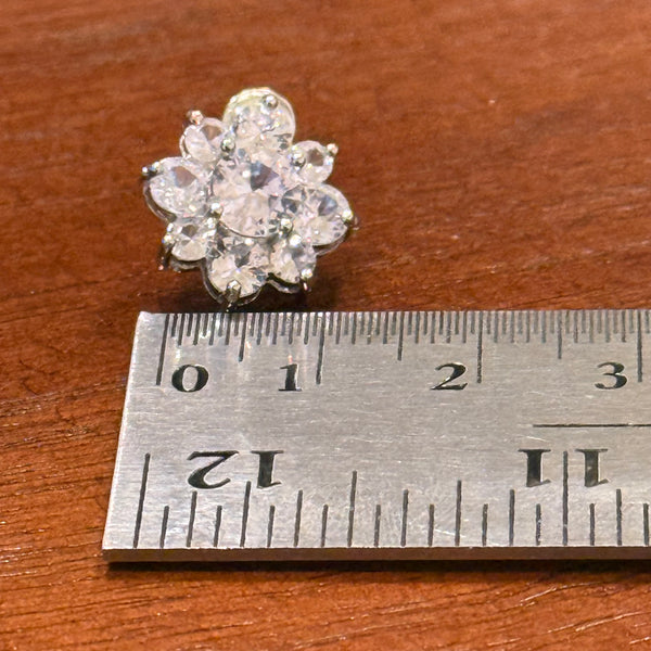 Stunning Multi CZ Round Cut Stone Sunflower Cluster Stud Floral Earrings New