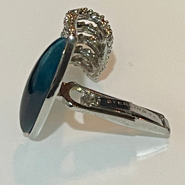 Vintage Sterling Silver Star Sapphire Cuff Links