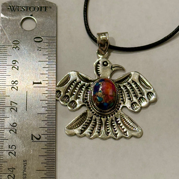 Unique Pink Dahlia Turquoise Thunderbird Necklace Southwestern Boho Casual New