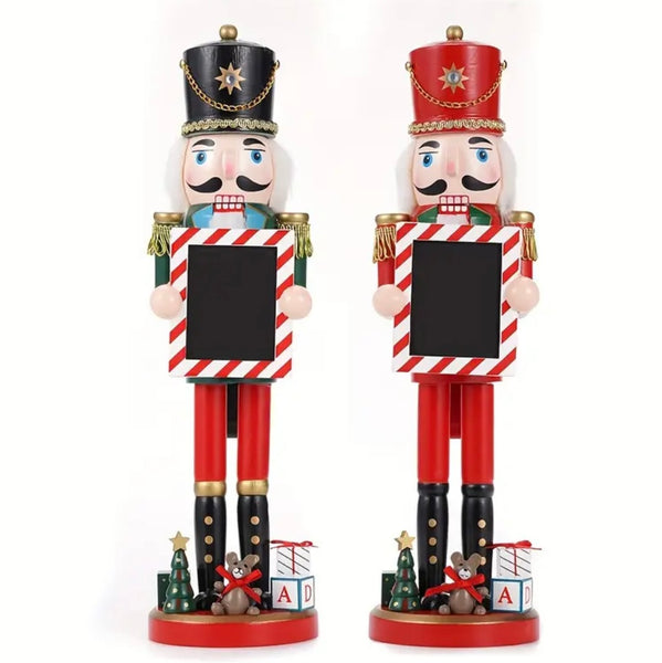 Wooden Green Soldier Nutcracker With Chalkboard Sign Casual Christmas Home Decor