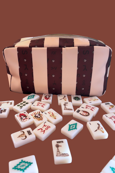 Wild West Mahjong SET, includes Tiles, Racks (4), Tile bag, and Mat