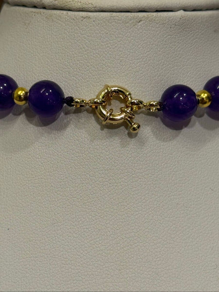 7-8mm Amethyst Pearl Beaded Artisan Necklace 18” Natural Gemstone Jewelry