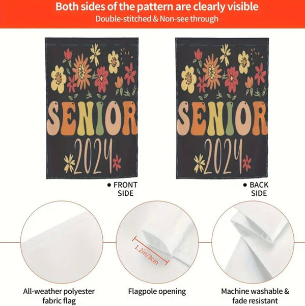 Double Sided Senior Class Of 2024 Garden Flag - For High School & College Graduates