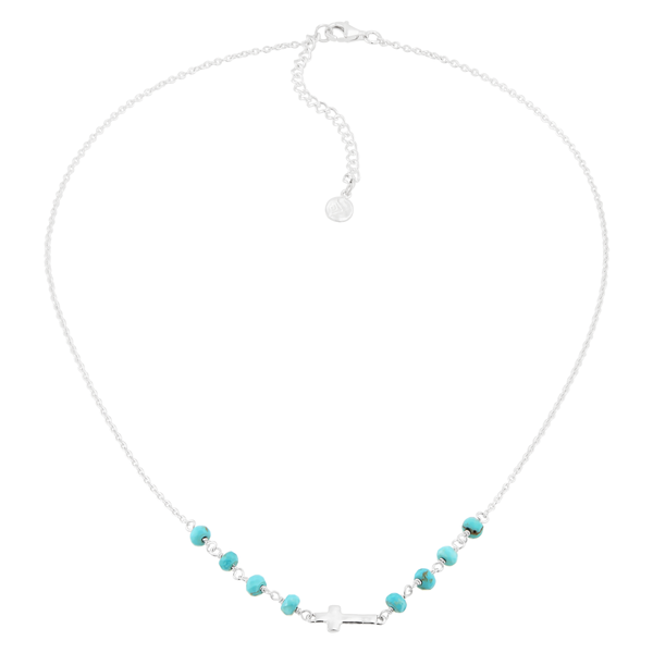 Silpada 'Steady Guide' Silver Teal Turquoise Cross Necklace