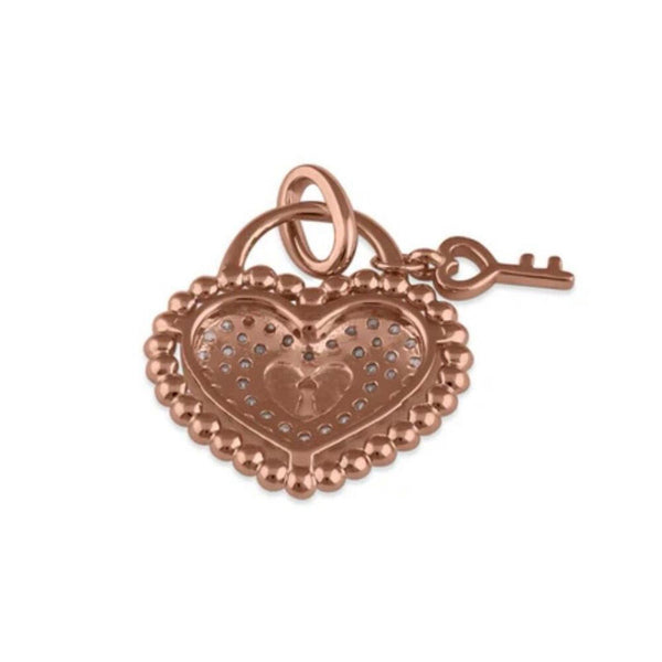 Rose Gold Heart and Lock CZ Necklace Pendant New