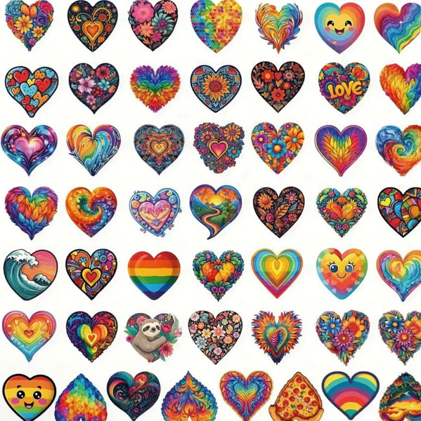 Love Valentine's Day Stickers Colorful 50 Hippie Car Phone Water Cup Decoration