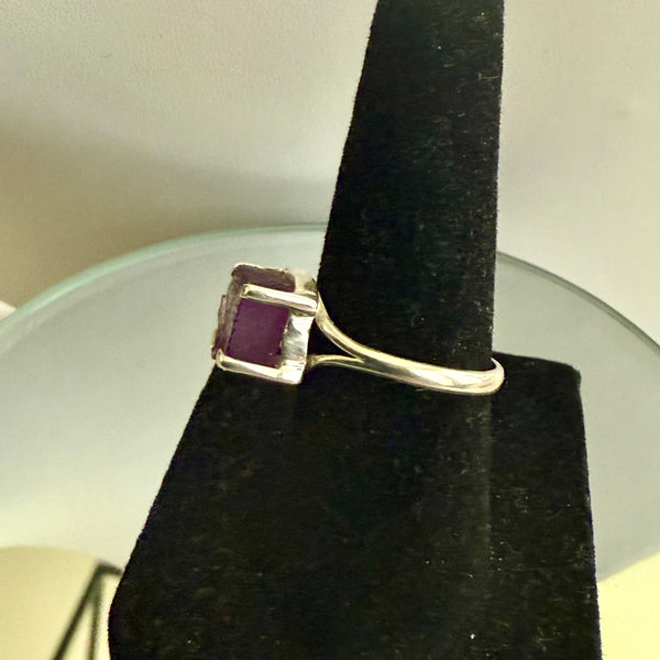Natural Raw Amethyst 925 Sterling Silver Ring Rough Square Gemstone New
