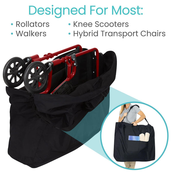 Vive XL Carry & Travel Bag for Rollator Walkers & Transport Chairs - Waterproof