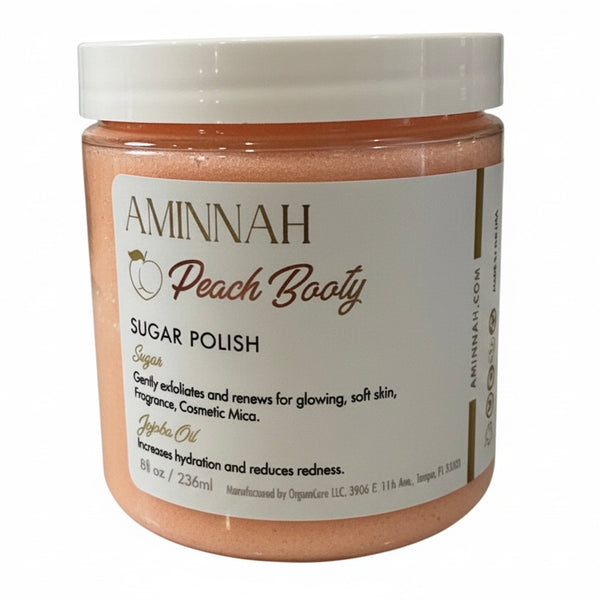 Aminnah Skin Renewing Peach Sugar Scrub for Soft, Glowing Skin Made In USA