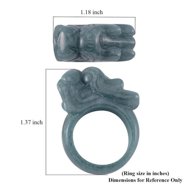 Natural Olmec Jadeite 60.00 ctw Carved Dragon Band Ring Size 9 New