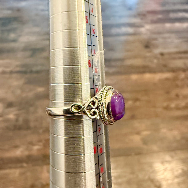 Southwestern Purple Mojave Turquoise Dainty Ring Sterling Silver Size 7 New