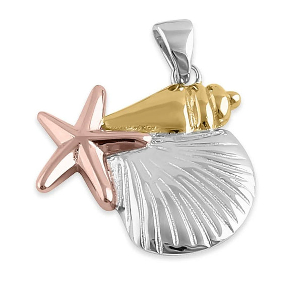 Sterling Silver Multi-Plated Under the Sea Pendant