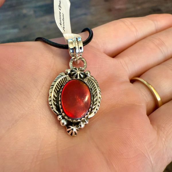 Stunning Aurora Opal Pendant 925 Sterling Silver Feather Southwestern Framed New