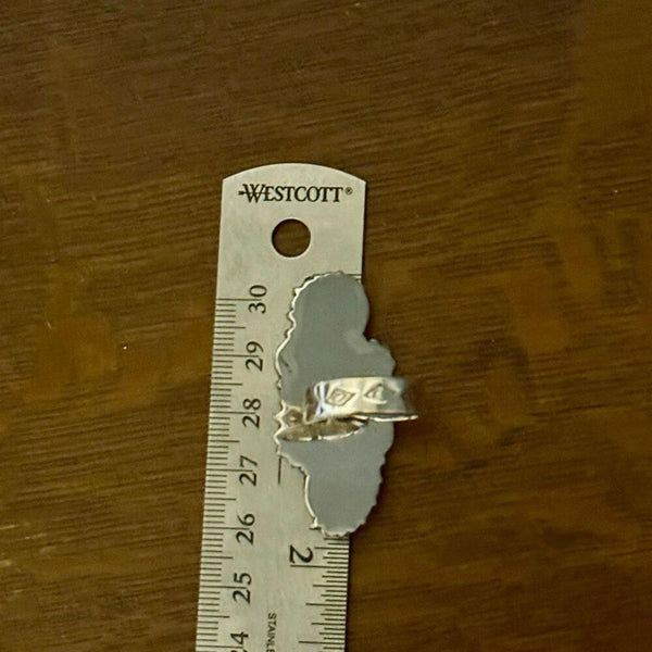 White Buffalo Turquoise Ring Sterling Silver 925 Triple Stone Moon Flower Size 6