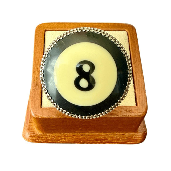Unique Billiard Ball # 8 Statement Ring Silver Adjustable