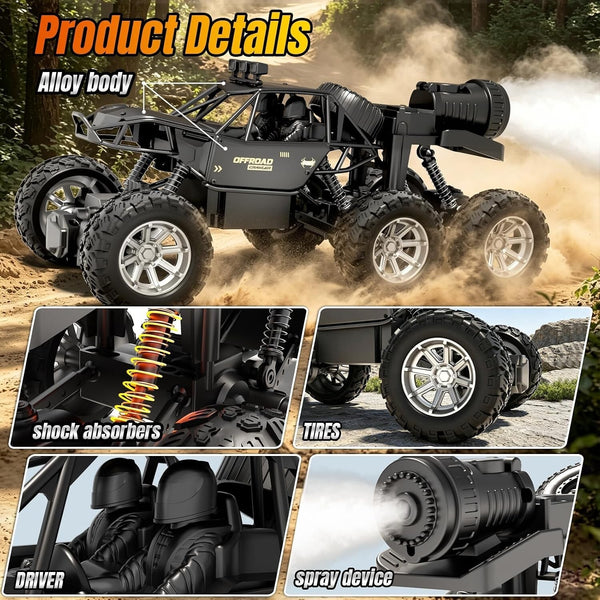 RC Cars Monster Truck Toys, 6-Wheel 118 Scale RC Off-Road Truck, 3