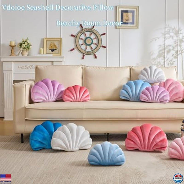 Light Blue Seashell Decorative Pillow 13x10 Inch Cute Throw Pillow for Home