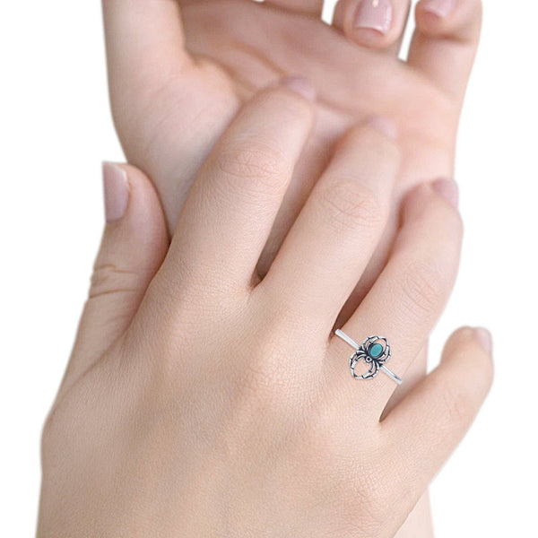 Oval Turquoise Spider Ring Oxidized