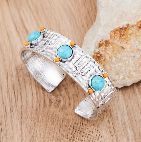 Desert Cactus Silver Bracelet Womens Casual Western Cuff New