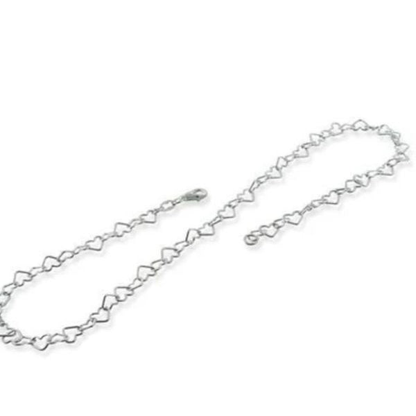 Italian Sterling Silver Heart Link Chain Necklace 16” 4.4mm New 925 Italy