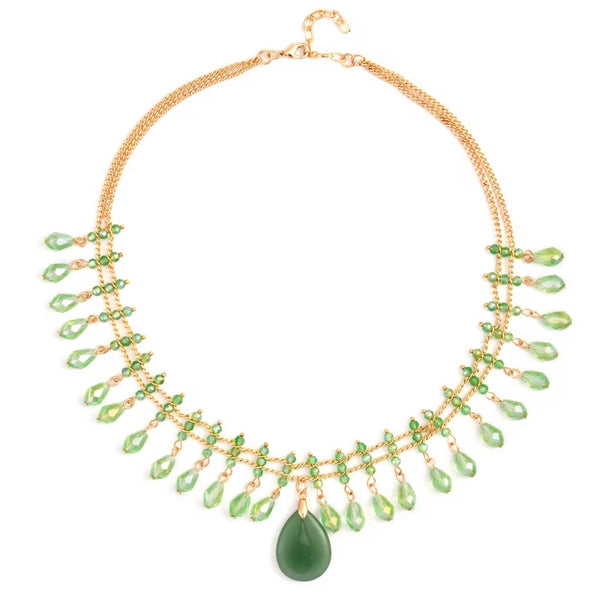 Green Aventurine and Green Glass Beaded Necklace 20-22 Inches 30.00 ctw New