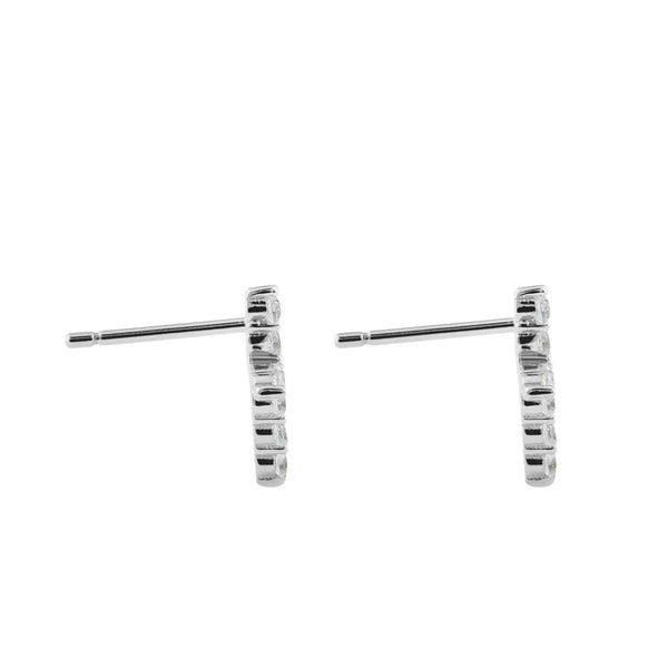 Dazzling Chic Solid Sterling Silver Cross CZ Stud Earrings New