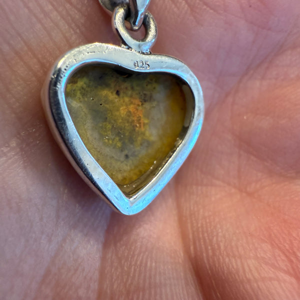 Bumble Bee Pendant Necklace  Southwest Artisan Heart Framed Sterling Silver New