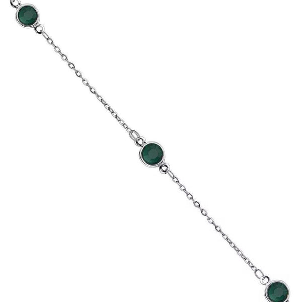 Dainty Green Glass Bead Station Necklace - Adjustable Length - Minimalist Style